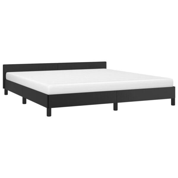 vidaXL Bed Frame with Headboard Black 76"x79.9" King Faux Leather - Image 3