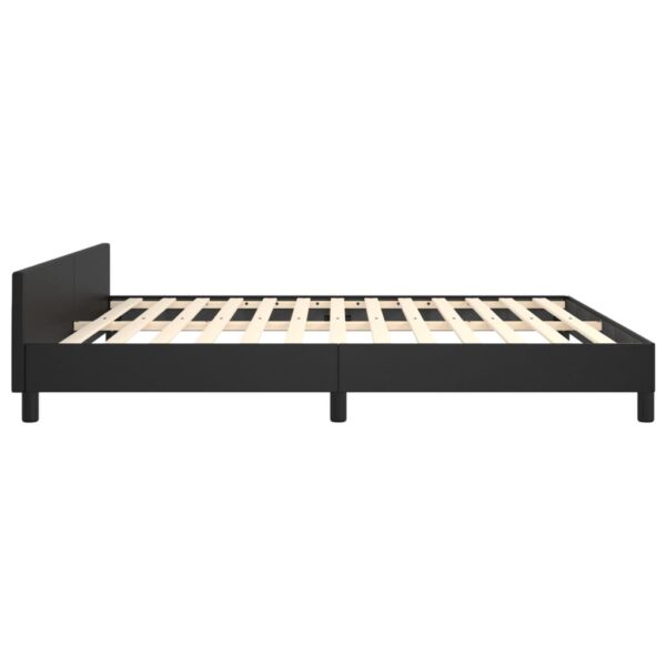 vidaXL Bed Frame with Headboard Black 76"x79.9" King Faux Leather - Image 6