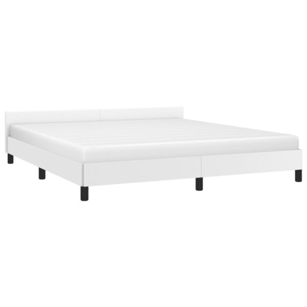 vidaXL Bed Frame with Headboard White 76"x79.9" King Faux Leather - Image 3