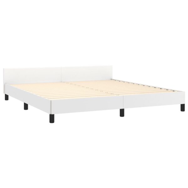 vidaXL Bed Frame with Headboard White 76"x79.9" King Faux Leather - Image 4