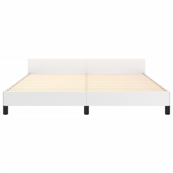 vidaXL Bed Frame with Headboard White 76"x79.9" King Faux Leather - Image 5