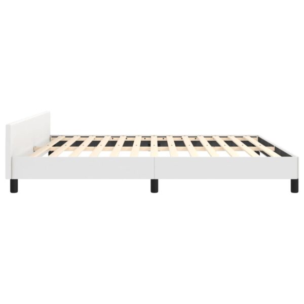 vidaXL Bed Frame with Headboard White 76"x79.9" King Faux Leather - Image 6