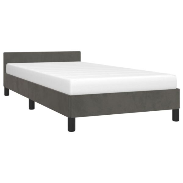 vidaXL Bed Frame with Headboard Dark Gray 39.4"x79.9" Twin XL Velvet - Image 3