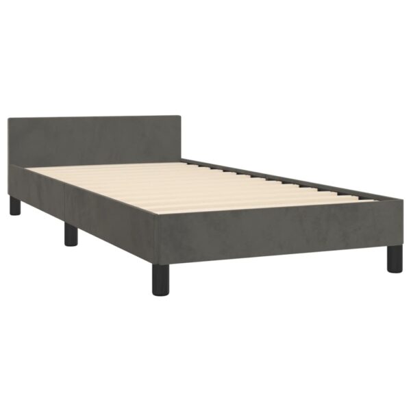 vidaXL Bed Frame with Headboard Dark Gray 39.4"x79.9" Twin XL Velvet - Image 4