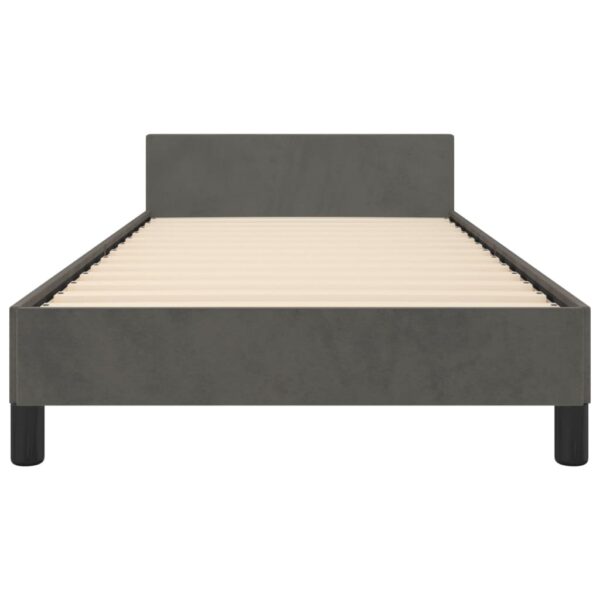 vidaXL Bed Frame with Headboard Dark Gray 39.4"x79.9" Twin XL Velvet - Image 5