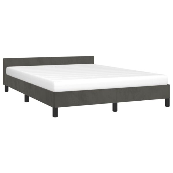 vidaXL Bed Frame with Headboard Dark Gray 53.9"x74.8" Full Velvet - Image 3