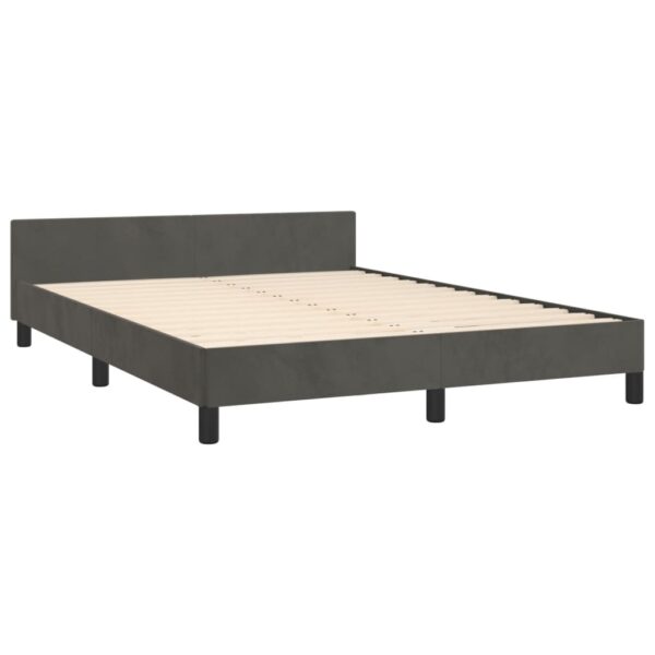 vidaXL Bed Frame with Headboard Dark Gray 53.9"x74.8" Full Velvet - Image 4