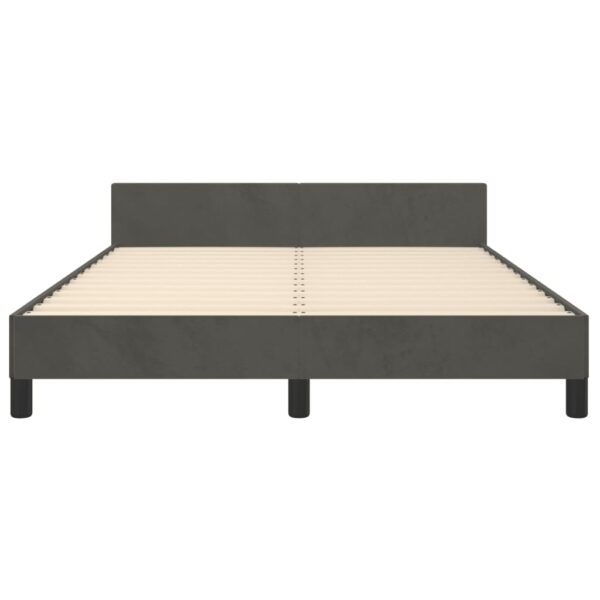 vidaXL Bed Frame with Headboard Dark Gray 53.9"x74.8" Full Velvet - Image 5