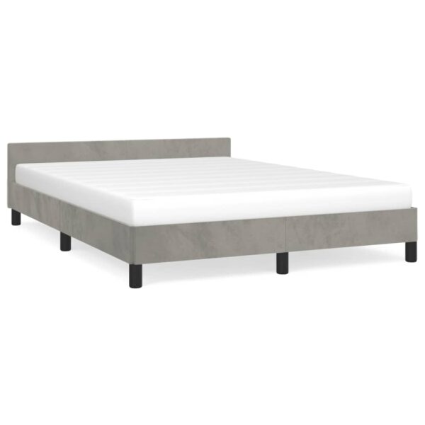 vidaXL Bed Frame with Headboard Light Gray 59.8"x79.9" Queen Velvet - Image 2