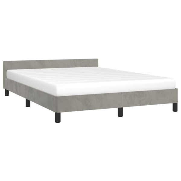 vidaXL Bed Frame with Headboard Light Gray 59.8"x79.9" Queen Velvet - Image 3