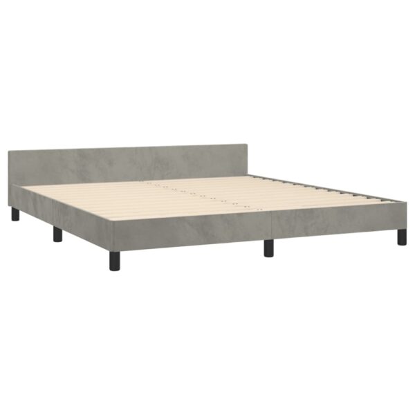 vidaXL Bed Frame with Headboard Light Gray 59.8"x79.9" Queen Velvet - Image 4