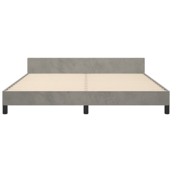 vidaXL Bed Frame with Headboard Light Gray 59.8"x79.9" Queen Velvet - Image 5