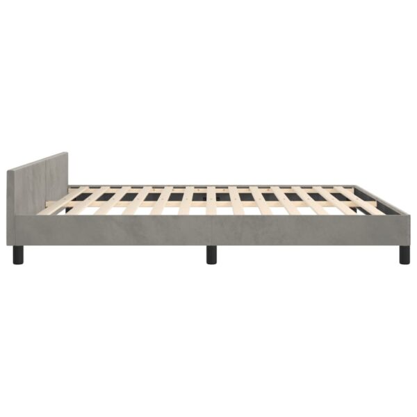 vidaXL Bed Frame with Headboard Light Gray 59.8"x79.9" Queen Velvet - Image 6