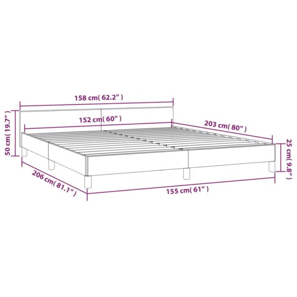 vidaXL Bed Frame with Headboard Light Gray 59.8"x79.9" Queen Velvet - Image 9