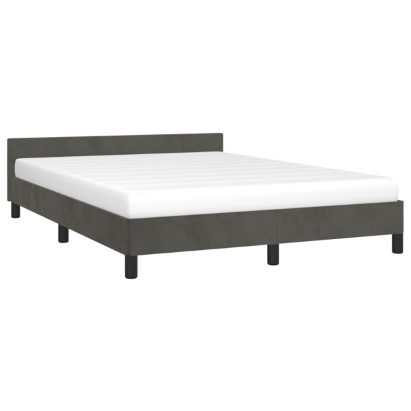 vidaXL Bed Frame with Headboard Dark Gray 59.8"x79.9" Queen Velvet - Image 3