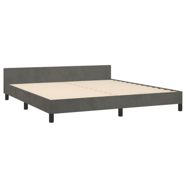 vidaXL Bed Frame with Headboard Dark Gray 59.8"x79.9" Queen Velvet - Image 4