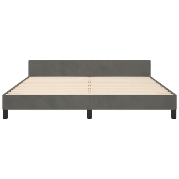 vidaXL Bed Frame with Headboard Dark Gray 59.8"x79.9" Queen Velvet - Image 5