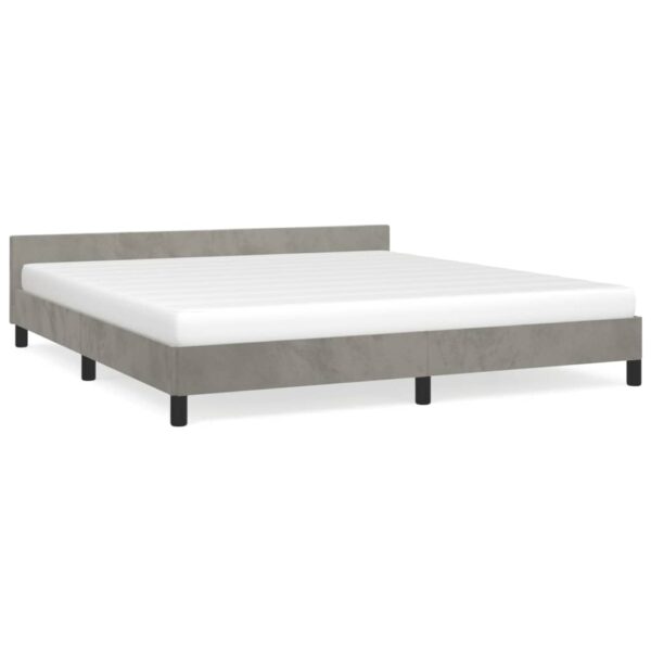 vidaXL Bed Frame with Headboard Light Gray 76"x79.9" King Velvet - Image 2