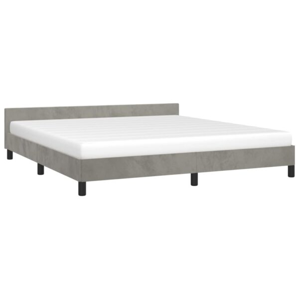 vidaXL Bed Frame with Headboard Light Gray 76"x79.9" King Velvet - Image 3