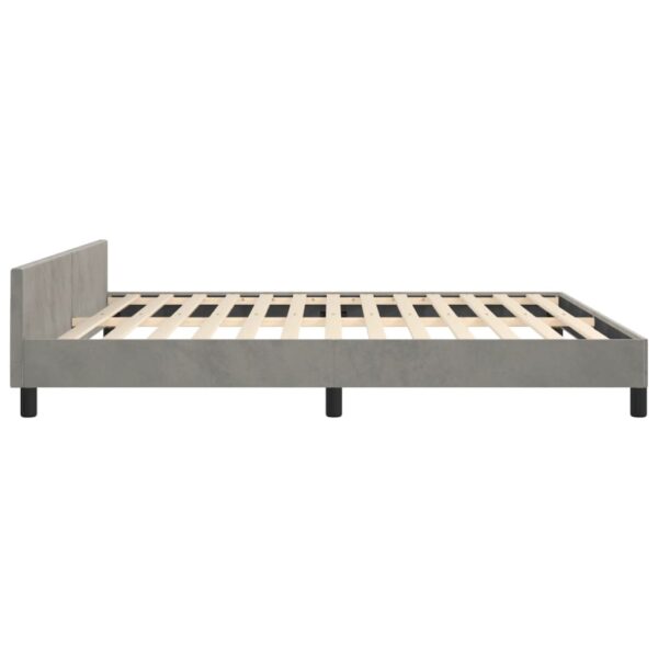 vidaXL Bed Frame with Headboard Light Gray 76"x79.9" King Velvet - Image 6