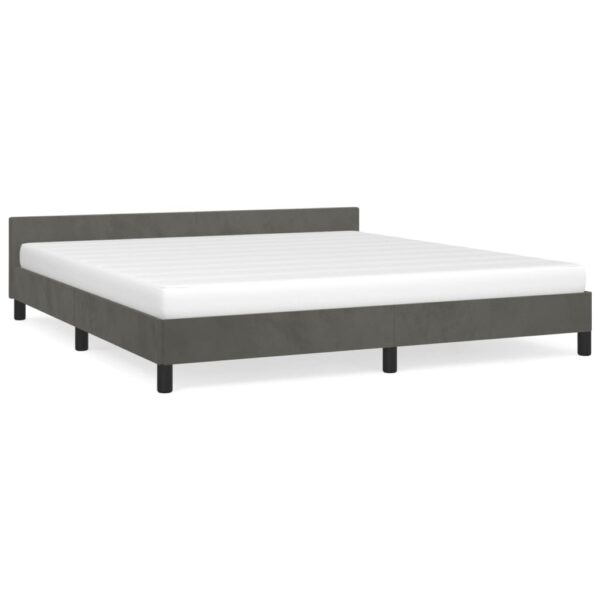 vidaXL Bed Frame with Headboard Dark Gray 76"x79.9" King Velvet - Image 2