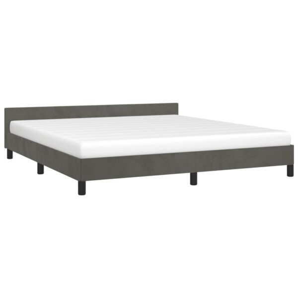 vidaXL Bed Frame with Headboard Dark Gray 76"x79.9" King Velvet - Image 3