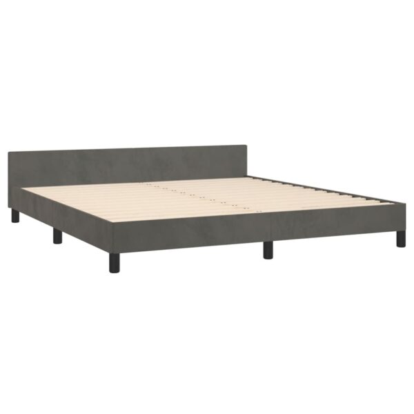 vidaXL Bed Frame with Headboard Dark Gray 76"x79.9" King Velvet - Image 4