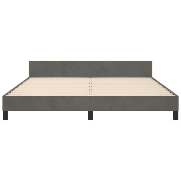 vidaXL Bed Frame with Headboard Dark Gray 76"x79.9" King Velvet - Image 5