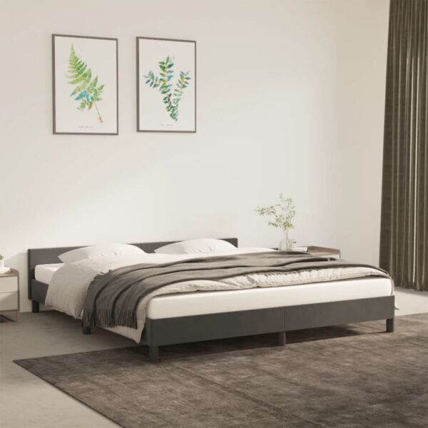 vidaXL Bed Frame with Headboard Dark Gray 76"x79.9" King Velvet