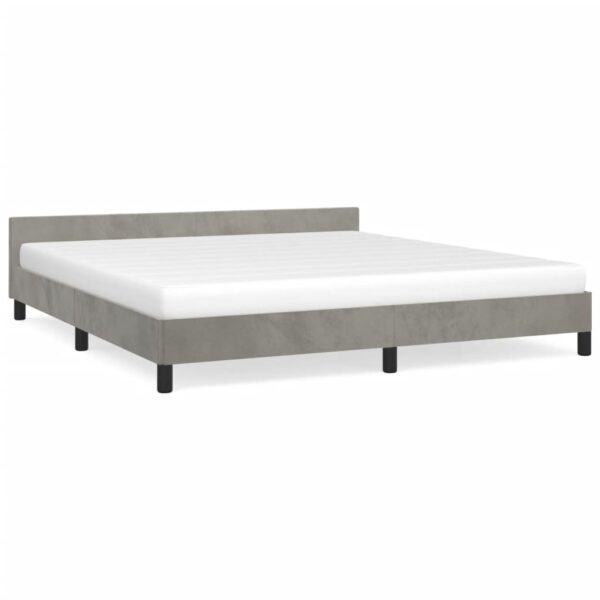 vidaXL Bed Frame with Headboard Light Gray 72"x83.9" California King Velvet - Image 2