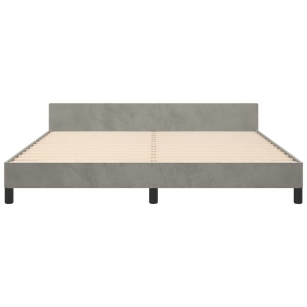 vidaXL Bed Frame with Headboard Light Gray 72"x83.9" California King Velvet - Image 5