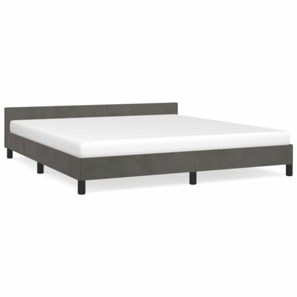 vidaXL Bed Frame with Headboard Dark Gray 72"x83.9" California King Velvet - Image 2