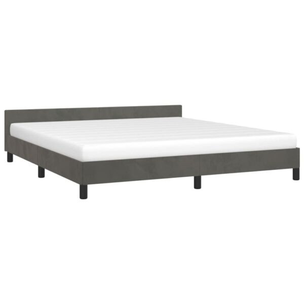 vidaXL Bed Frame with Headboard Dark Gray 72"x83.9" California King Velvet - Image 3