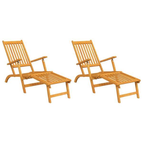 vidaXL Patio Deck Chairs with Footrests 2 pcs Solid Wood Acacia - Image 2