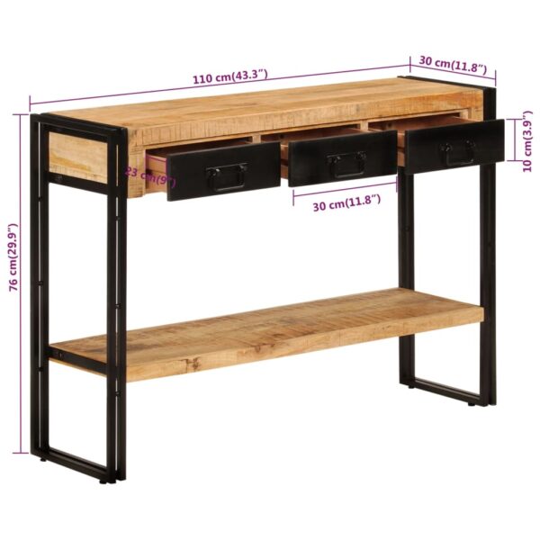 vidaXL Console Table 43.3"x11.8"x29.9" Solid Wood Mango - Image 7