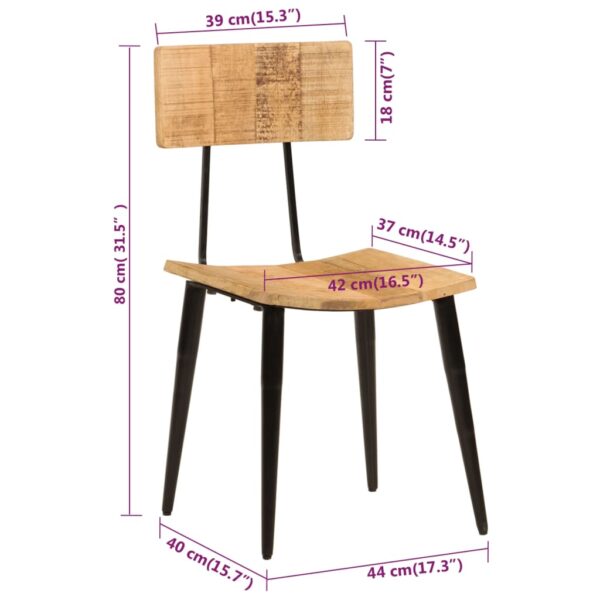 vidaXL Dining Chairs 2 pcs 17.3"x15.7"x31.5" Solid Wood Mango - Image 7