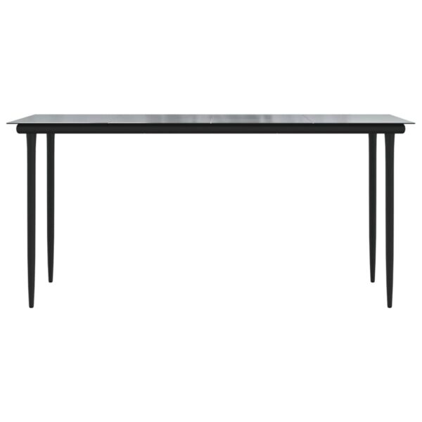 vidaXL Patio Dining Table Black 63"x31.5"x29.1" Steel and Tempered Glass - Image 3