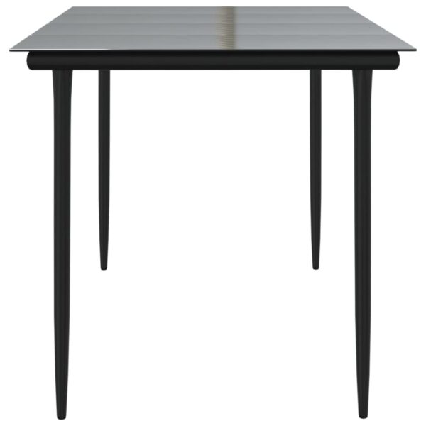 vidaXL Patio Dining Table Black 63"x31.5"x29.1" Steel and Tempered Glass - Image 4