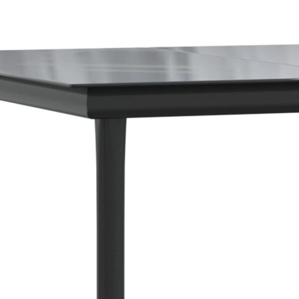 vidaXL Patio Dining Table Black 63"x31.5"x29.1" Steel and Tempered Glass - Image 6