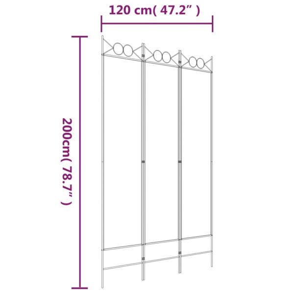 vidaXL 3-Panel Room Divider White 47.2"x78.7" Fabric - Image 8