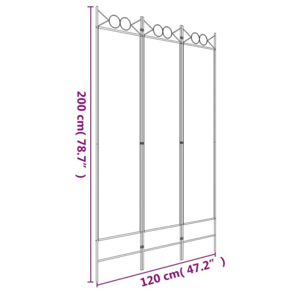 vidaXL 3-Panel Room Divider Anthracite 47.2"x78.7" Fabric - Image 8