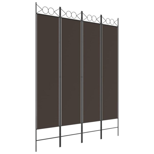 vidaXL 4-Panel Room Divider Brown 63"x78.7" Fabric - Image 2