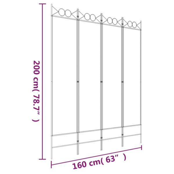 vidaXL 4-Panel Room Divider Brown 63"x78.7" Fabric - Image 8