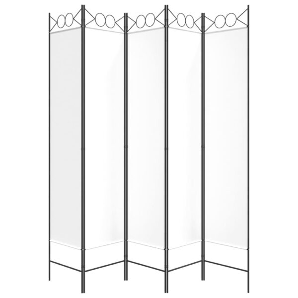 vidaXL 5-Panel Room Divider White 78.7"x78.7" Fabric - Image 4