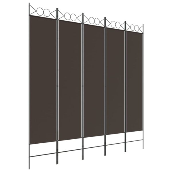 vidaXL 5-Panel Room Divider Brown 78.7"x78.7" Fabric - Image 2