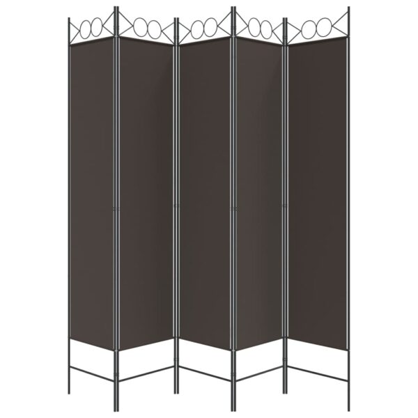 vidaXL 5-Panel Room Divider Brown 78.7"x78.7" Fabric - Image 3