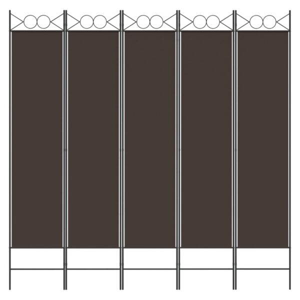 vidaXL 5-Panel Room Divider Brown 78.7"x78.7" Fabric - Image 4