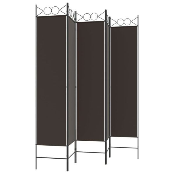 vidaXL 5-Panel Room Divider Brown 78.7"x78.7" Fabric - Image 5