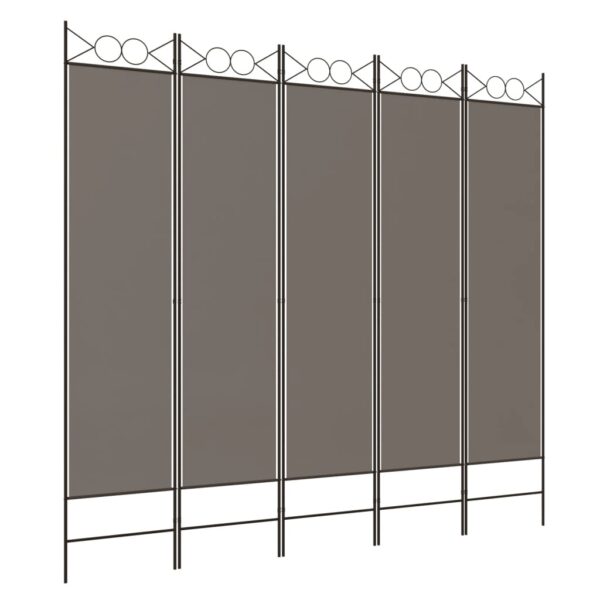 vidaXL 5-Panel Room Divider Anthracite 78.7"x78.7" Fabric - Image 2