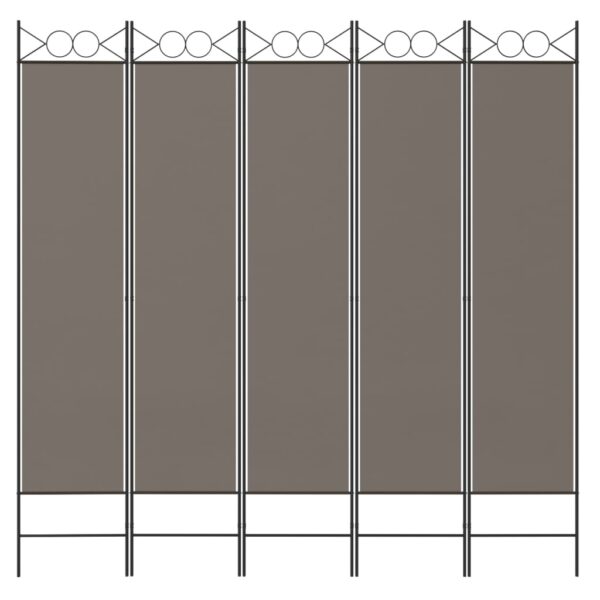 vidaXL 5-Panel Room Divider Anthracite 78.7"x78.7" Fabric - Image 3